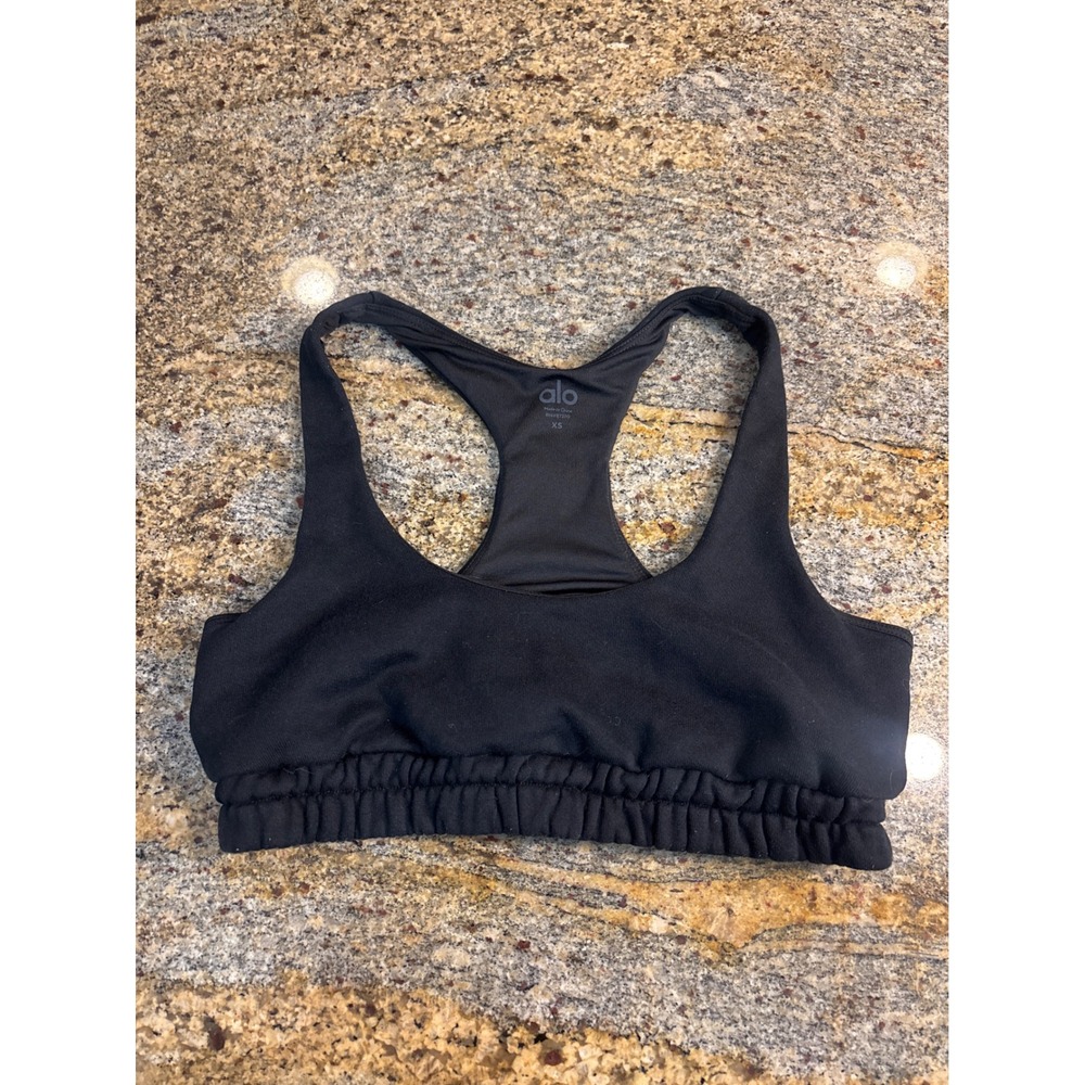 Alo Yoga Sports Bra Black Racerback Crop Yoga Athletics Gym Top XS Active